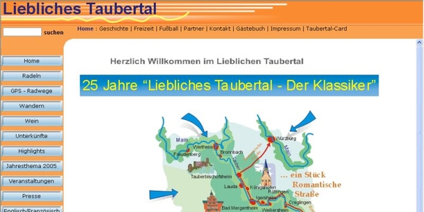 Screenshot von www.liebliches-taubertal.de